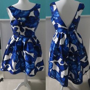 Chi Chi London blue, white floral dress, size 8